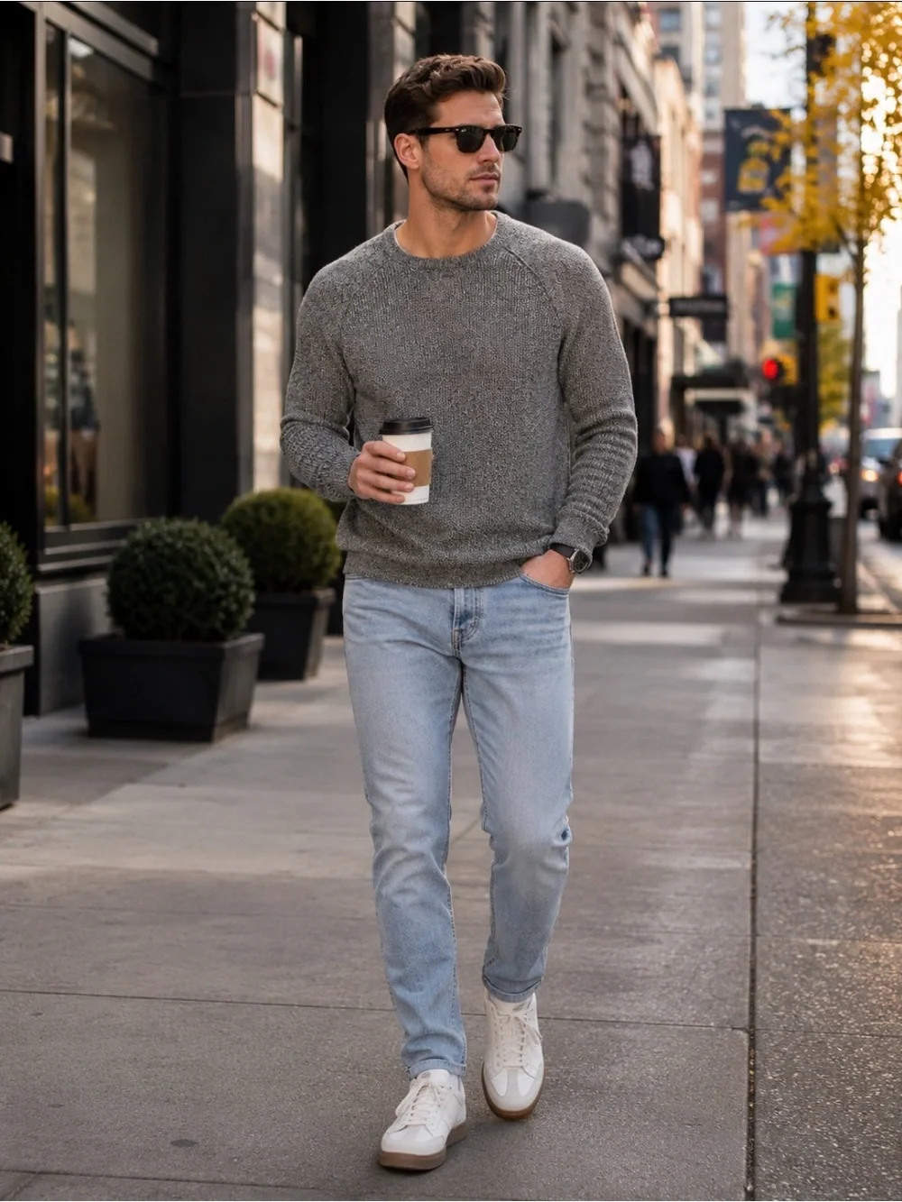 Men's Marled Gray Crewneck Sweater - Recycled Blend